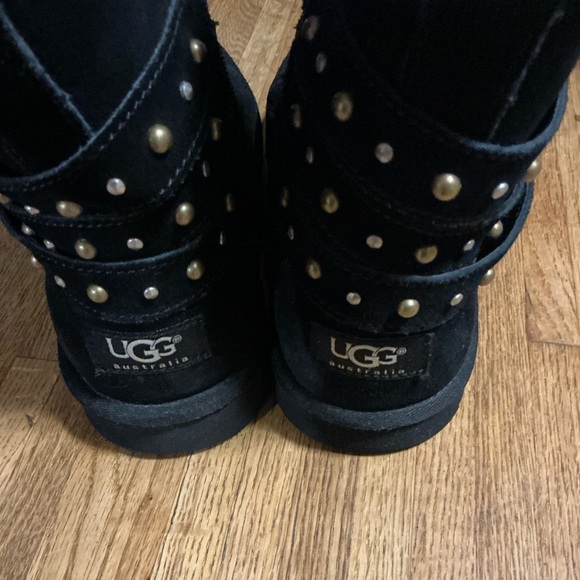 UGG Black Studded Suede Shearling Boots - Picture 8 of 8